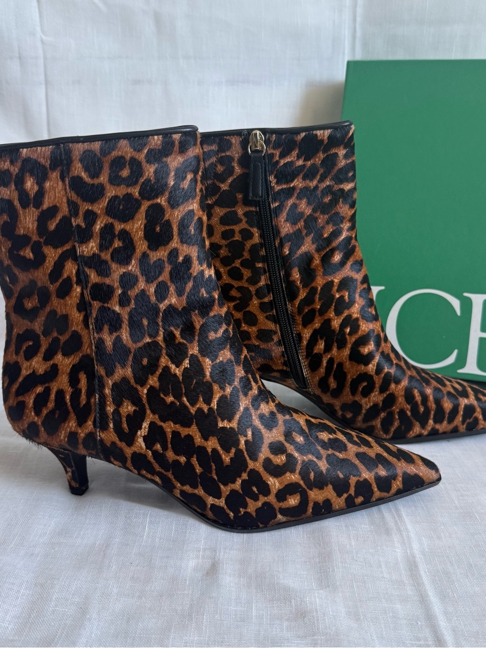 J.Crew New Stevie Leopard-Print Calf Hair Ankle Boots - Size 9.5